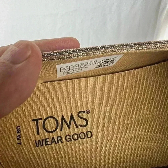 TOMS Womens Size 7 Alpargata Ortholite GOLD Sparkle Knit Flat Shoes - Picture 10 of 11